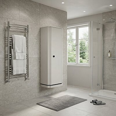 Aquanil Adria Banyo Boy Dolabı 43cm Beyaz/Siyah - AQUANİL