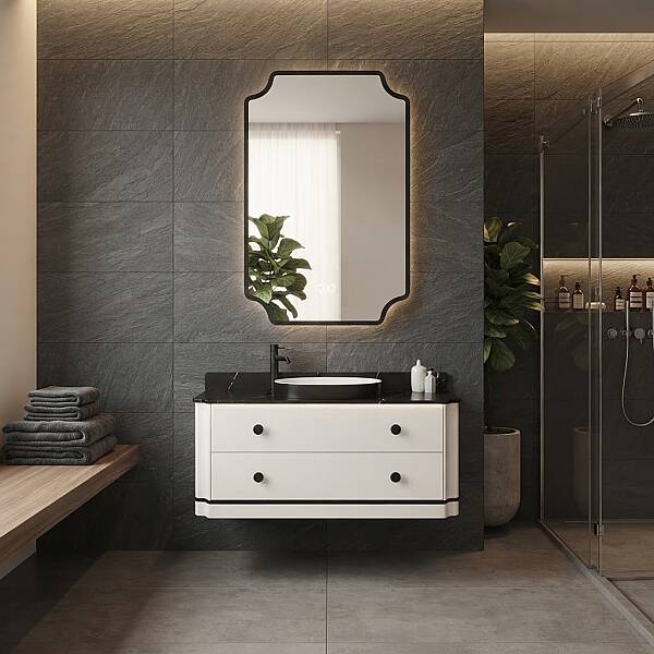 Aquanil Adria Banyo Dolap Takımı 100cm Beyaz-Siyah - 1