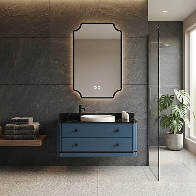 Aquanil Adria Banyo Dolap Takımı 100cm Kraliyet Mavisi-Siyah - AQUANİL