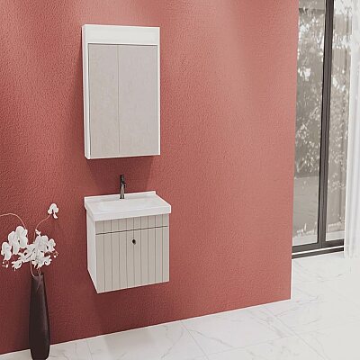 Aquanil Alice Banyo Dolabı Takımı 65 cm Krem - AQUANİL