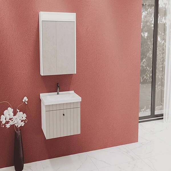 Aquanil Alice Banyo Dolabı Takımı 65 cm Krem - 1