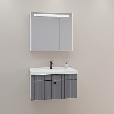 Aquanil Alice Banyo Dolabı Takımı 80 cm Antrasit - AQUANİL