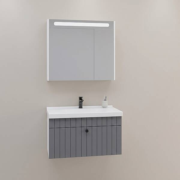 Aquanil Alice Banyo Dolabı Takımı 80 cm Antrasit - 1