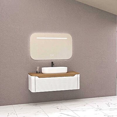 Aquanil Ardino Banyo Dolap Takımı 110cm Beyaz-Kayın - AQUANİL
