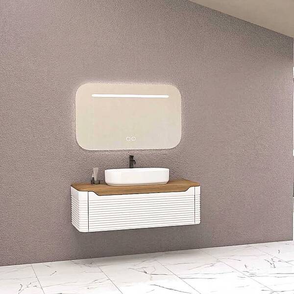 Aquanil Ardino Banyo Dolap Takımı 110cm Beyaz-Kayın - 1