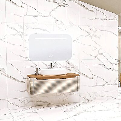 Aquanil Ardino Banyo Dolap Takımı 110cm Vizon-Kayın - AQUANİL