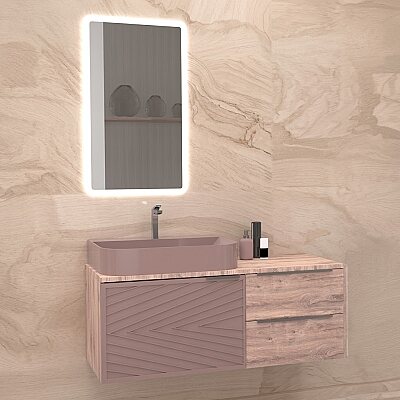 Aquanil Arron Banyo Dolabı 100 cm Sütlü Kahve - AQUANİL