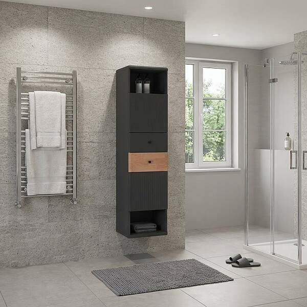 Aquanil Belissimo Banyo Boy Dolabı 46 cm Antrasit-Kayın - 1