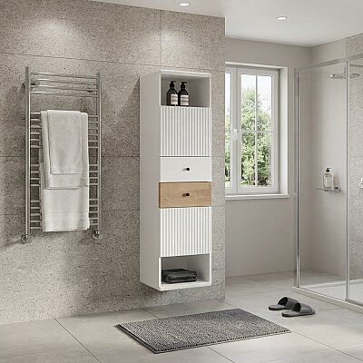 Aquanil Belissimo Banyo Boy Dolabı 46 cm Beyaz-Kayın - AQUANİL