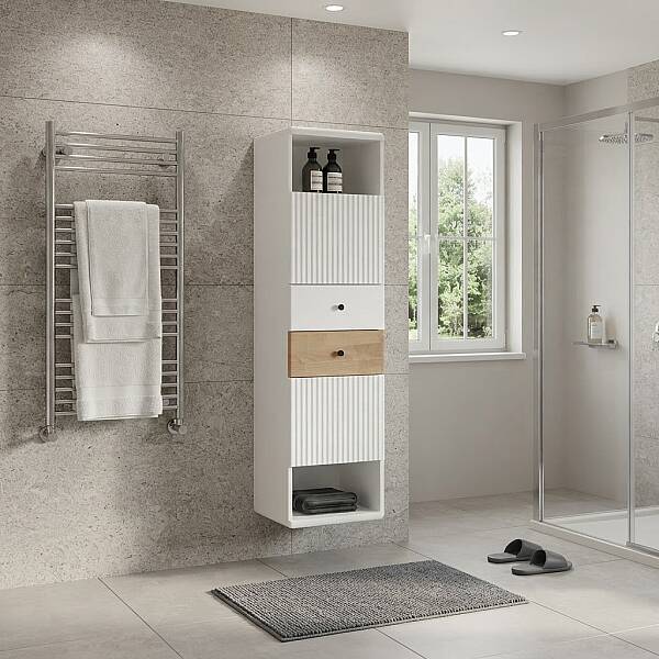 Aquanil Belissimo Banyo Boy Dolabı 46 cm Beyaz-Kayın - 1