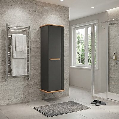 Aquanil Casse Banyo Boy Dolabı 44 cm Antrasit-Kayın - AQUANİL