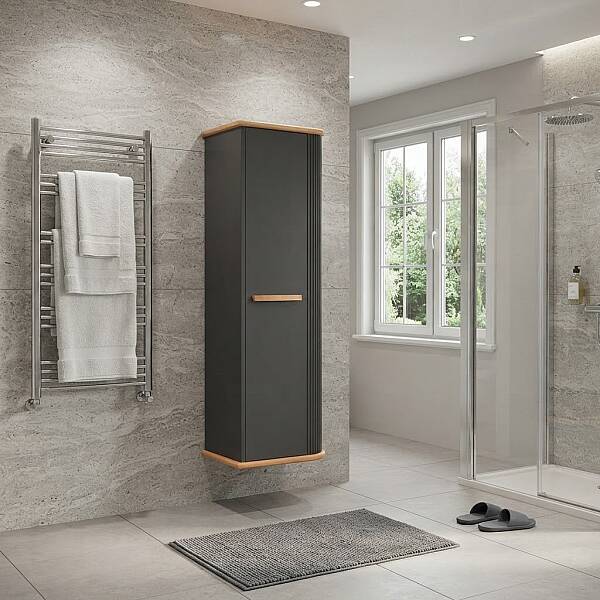 Aquanil Casse Banyo Boy Dolabı 44 cm Antrasit-Kayın - 1