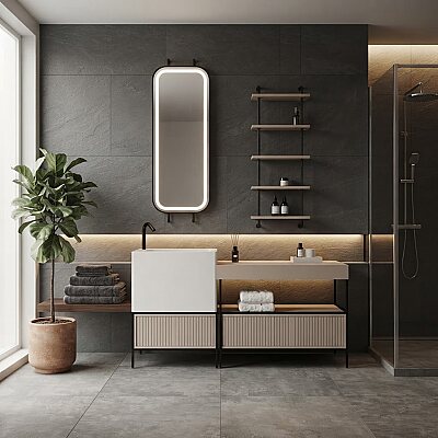 Aquanil Greta Banyo Dolap Takımı 160cm Krem - AQUANİL