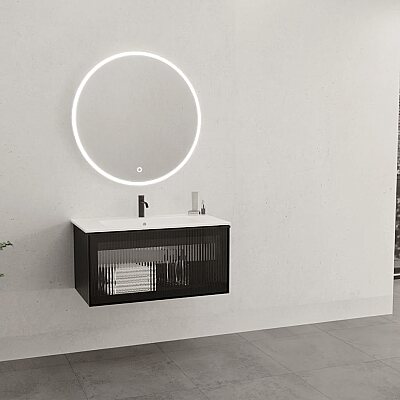 Aquanil Lilium Banyo Dolap Takımı 80cm Siyah - AQUANİL