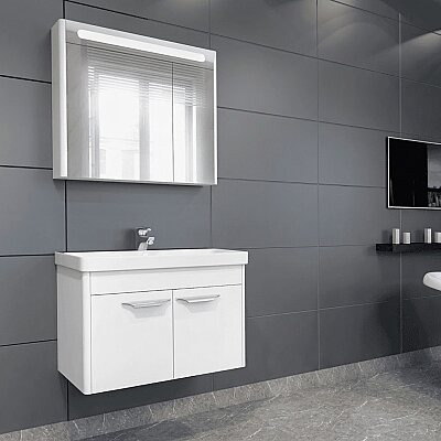 Aquanil Mauna Banyo Dolap Takımı 80cm Beyaz - AQUANİL