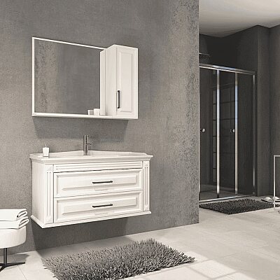 Aquanil Moskova Banyo Dolap Takımı 100cm Beyaz - AQUANİL