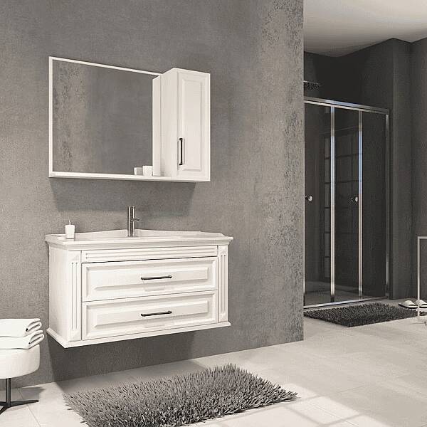 Aquanil Moskova Banyo Dolap Takımı 100cm Beyaz - 1