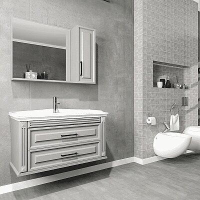 Aquanil Moskova Banyo Dolap Takımı 100cm Gri - AQUANİL