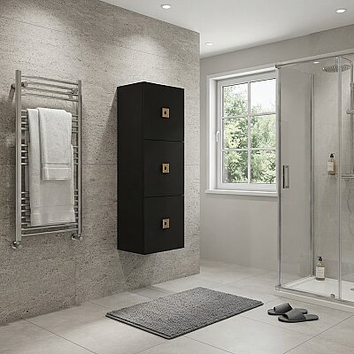 Aquanil Mostar Banyo Boy Dolabı 40 cm Siyah - AQUANİL