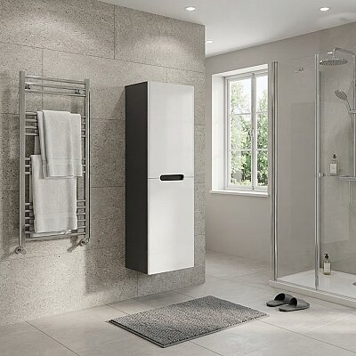 Aquanil Olimpia Banyo Boy Dolabı 40 cm Antrasit-Beyaz - AQUANİL