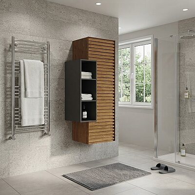 Aquanil Pareja Banyo Boy Dolabı 35 cm Meşe-Antrasit - AQUANİL