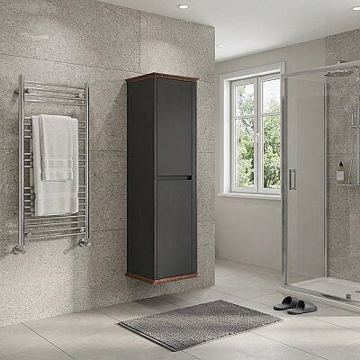 Aquanil Pier Banyo Boy Dolabı 44 cm Antrasit-Kayın - AQUANİL