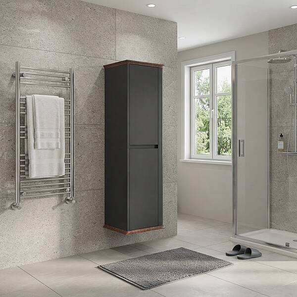 Aquanil Pier Banyo Boy Dolabı 44 cm Antrasit-Kayın - 1