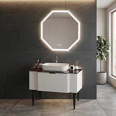 Aquanil Royal Banyo Dolabı 100 cm Beyaz/Siyah - AQUANİL