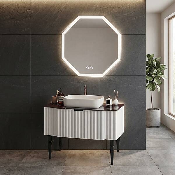 Aquanil Royal Banyo Dolabı 100 cm Beyaz/Siyah - 1