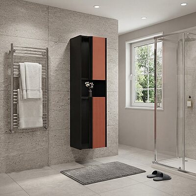 Aquanil Sable Banyo Boy Dolabı 40cm Siyah-Kiremit - AQUANİL