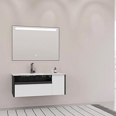 Aquanil Sable Banyo Dolap Takımı 100cm Siyah-Beyaz - AQUANİL
