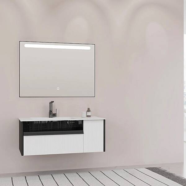 Aquanil Sable Banyo Dolap Takımı 100cm Siyah-Beyaz - 1