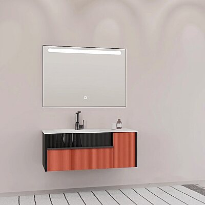 Aquanil Sable Banyo Dolap Takımı 100cm Siyah-Kiremit - AQUANİL