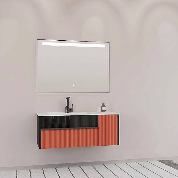 Aquanil Sable Banyo Dolap Takımı 100cm Siyah-Kiremit - 1
