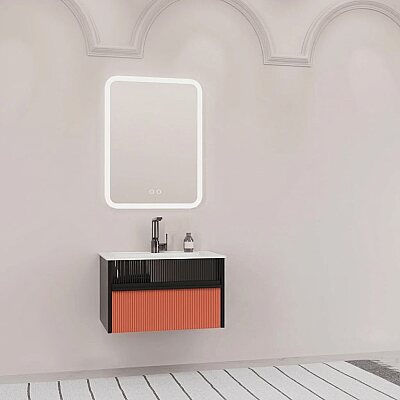 Aquanil Sable Banyo Dolap Takımı 85cm Siyah-Kiremit - AQUANİL
