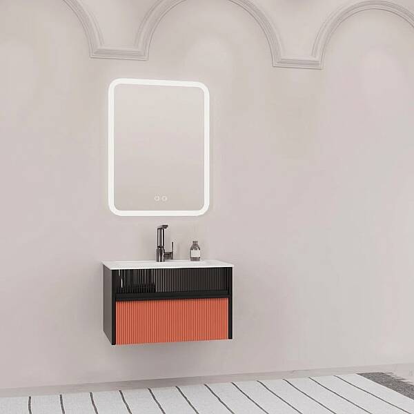 Aquanil Sable Banyo Dolap Takımı 85cm Siyah-Kiremit - 1