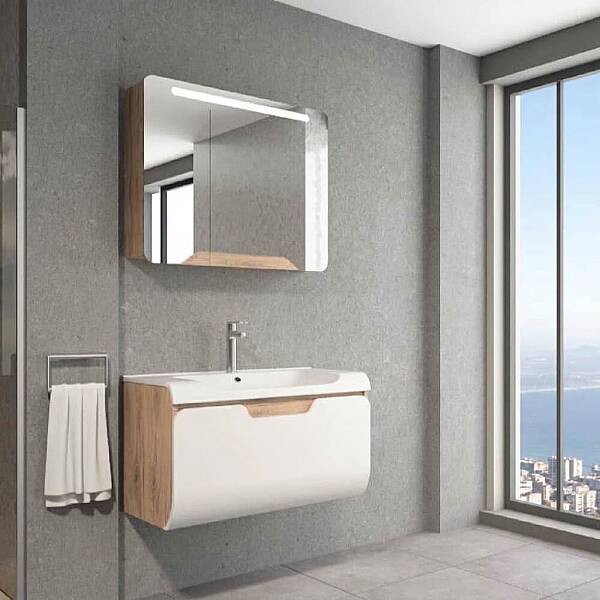Aquanil Tales Banyo Dolap Takımı 100cm Dorado-Beyaz - 1