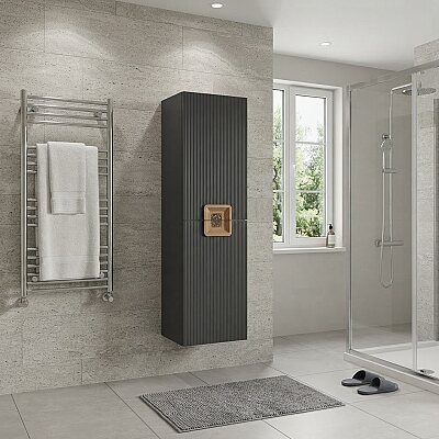 Aquanil Zürih Banyo Boy Dolabı 40 cm Antrasit-Kayın - AQUANİL