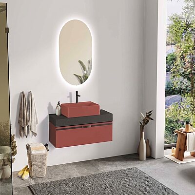 Badella Bathline Banyo Dolap Takımı 100cm Kırmızı BATHLINE 28100 V53 - BADELLA