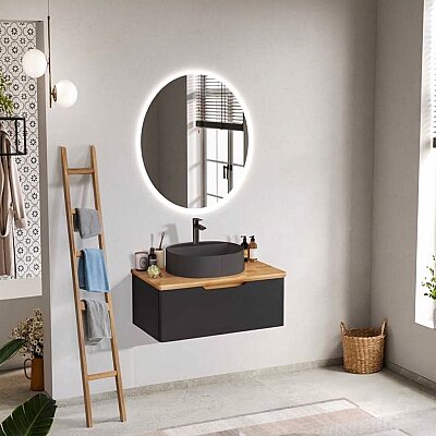 Badella Belen Banyo Dolap Takımı 100cm Antrasit BELEN 28100 V52 - BADELLA