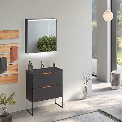 Badella Belen Banyo Dolap Takımı 85cm Antrasit BELEN 5585 V51 - BADELLA
