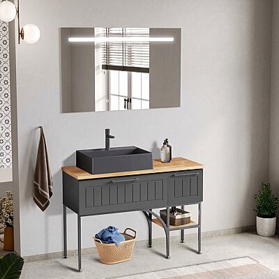 Badella Beta Banyo Dolap Takımı 120cm Antrasit BETA 28120 V51 - BADELLA