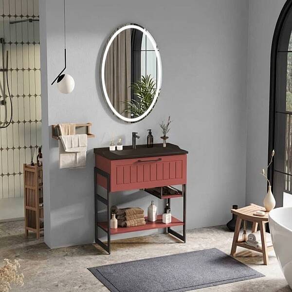 Badella Beta Banyo Dolap Takımı 85cm Kırmızı BETA 2885 V54 - 1