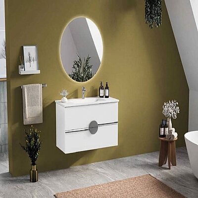 Badella Luna Banyo Dolap Takımı 100cm Beyaz LUNA 55100 V51 - BADELLA