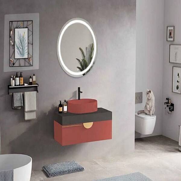 Badella Luna Banyo Dolap Takımı 100cm Kırmızı LUNA 28100 V54 - 1