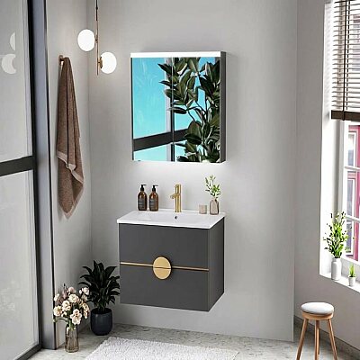 Badella Luna Banyo Dolap Takımı 85cm Gri LUNA 5585 V52 - BADELLA
