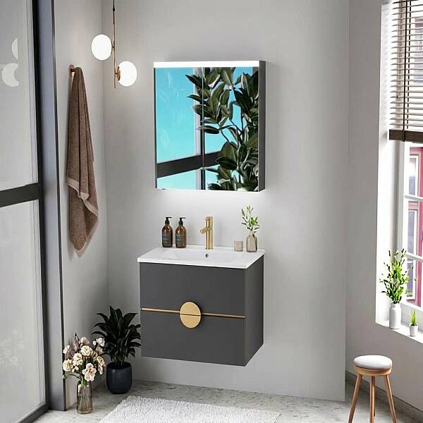Badella Luna Banyo Dolap Takımı 85cm Gri LUNA 5585 V52 - 1