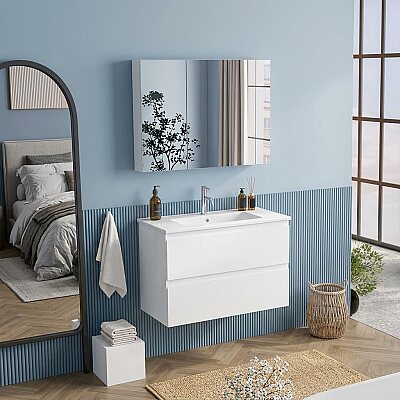 Badella Moderno Banyo Dolap Takımı 100cm Beyaz MODERNO 55100 V51 - BADELLA