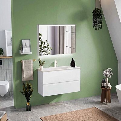 Badella Moderno Banyo Dolap Takımı 120cm Beyaz MODERNO 55120 V51 - BADELLA