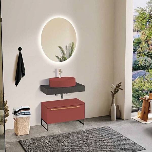 Badella Mona Banyo Dolap Takımı 100cm Kırmızı MONA 2885 V54 - 1